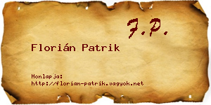 Florián Patrik névjegykártya